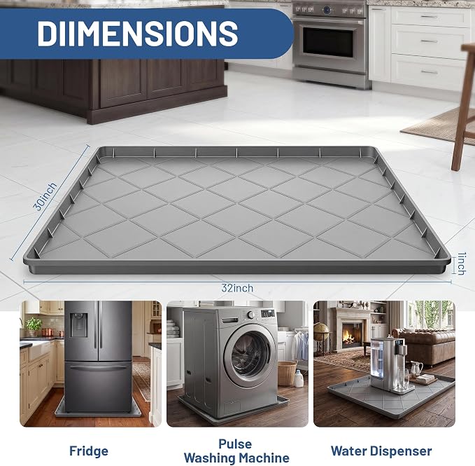Washing Machine Drain Pan, 32 x 30 Inch Large Silicone Mat, Washer Anti - Image 2