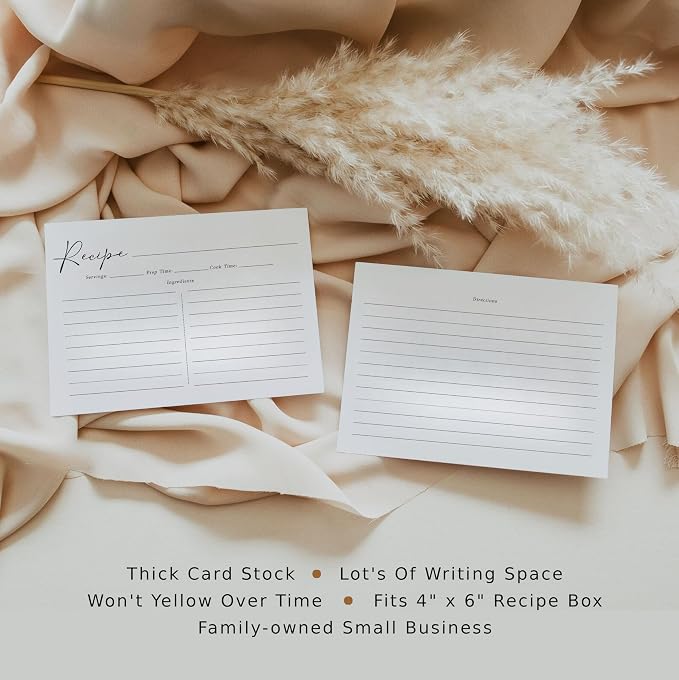 Recipe Cards, 4x6 Recipe Cards for Bridal Shower and Weddings, Double-Sided - Image 6