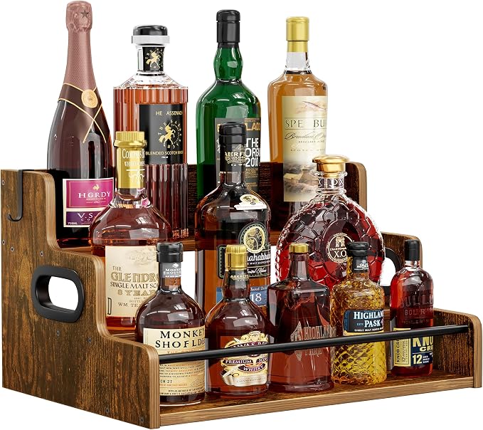 YOUDENOVA Liquor Bottle Display Shelf, 3-Tier Coffee Syrup Rack Organizer by YOUDENOVA