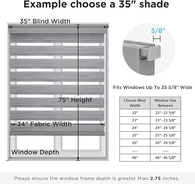 Joydeco No Drill Zebra Blinds for Windows, Cordless Day & Night Dual Sheer - Image 3