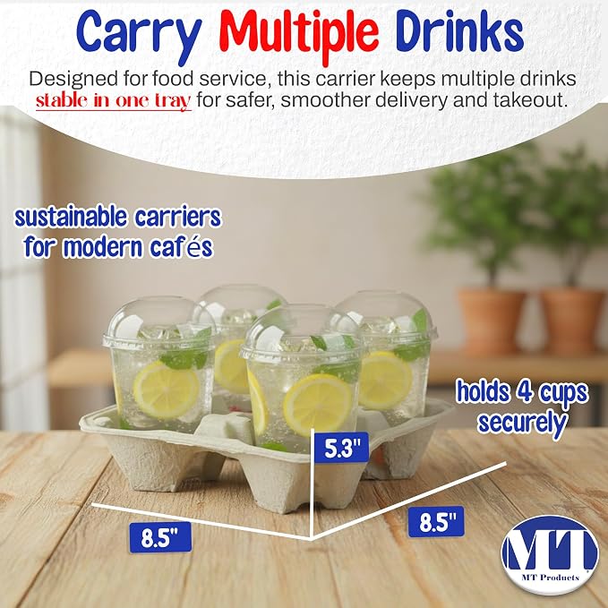 MT Products Pulp Fiber 4 Cup Drink Carrier 8-32 oz. - Image 2