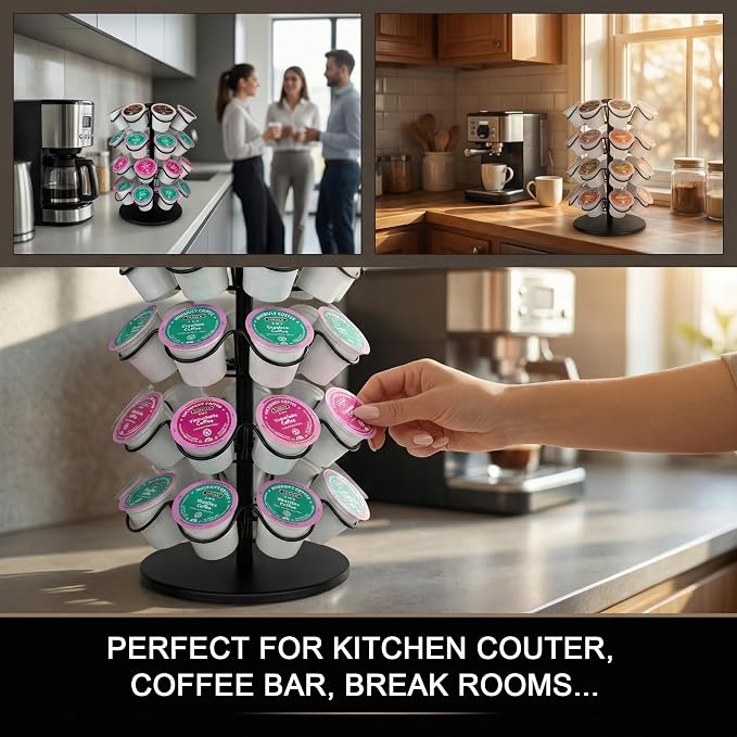 Miuly 360° Spinning Coffee Pod Stand| Holds 36 K-Cup, Dolce Gusto Pods | Large - Image 6