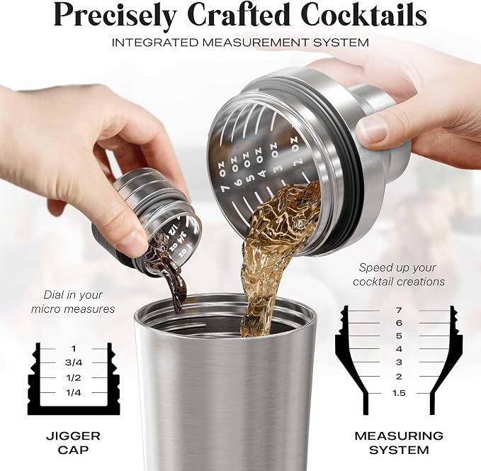 BARE BARREL Insulated Cocktail Shaker Set | Double Wall Stainless Steel | - Image 5