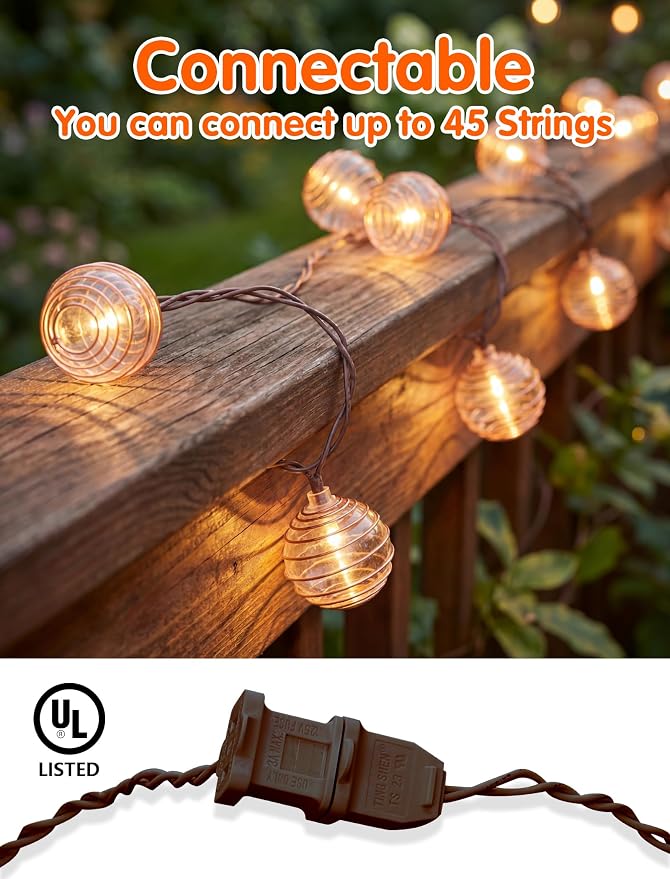 SUNSGNE Brown String Lights, Decorative Globe String Lights Plug in - Image 5