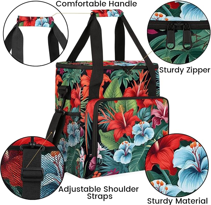 Tropical Hibiscu Floral Hawaii Palm Leaves Coffee Maker Carring Bag, Large - Image 6