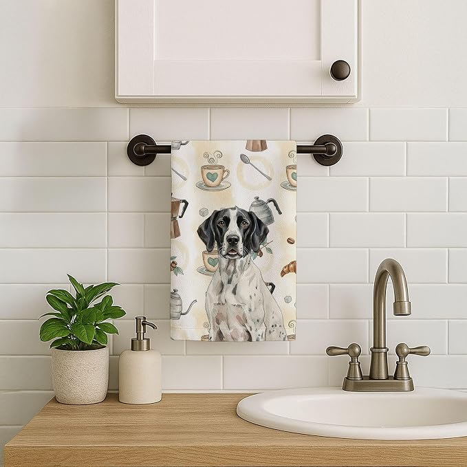Caroline's Treasures Black and White Pointer Coffee Bar Kitchen Towel Velour - Image 7