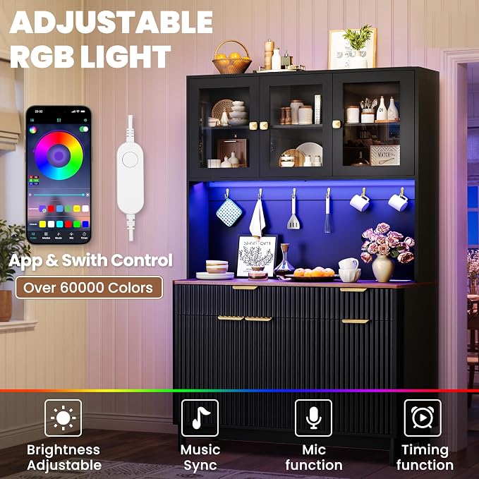 71'' Fluted Kitchen Pantry Cabinet - Image 4