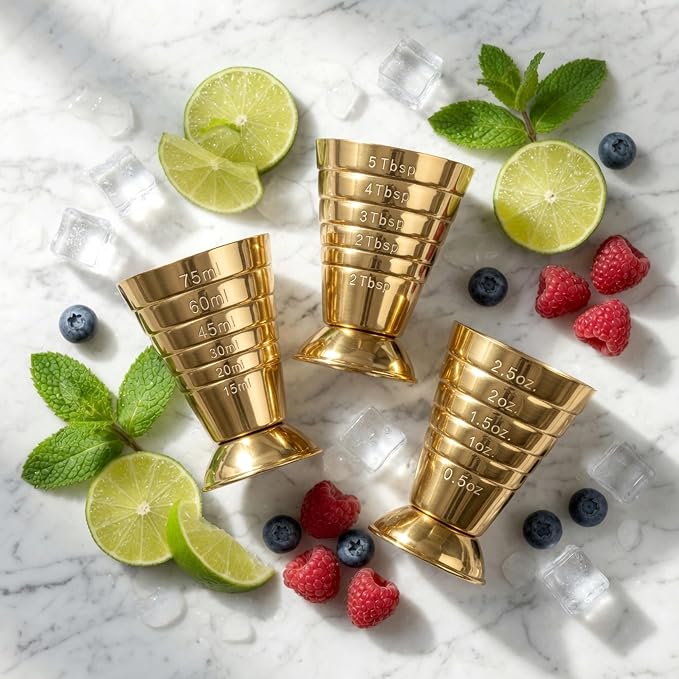 Homestia Gold Multi Unit Measuring Cup, Stainless Steel Bar Jigger - Image 3