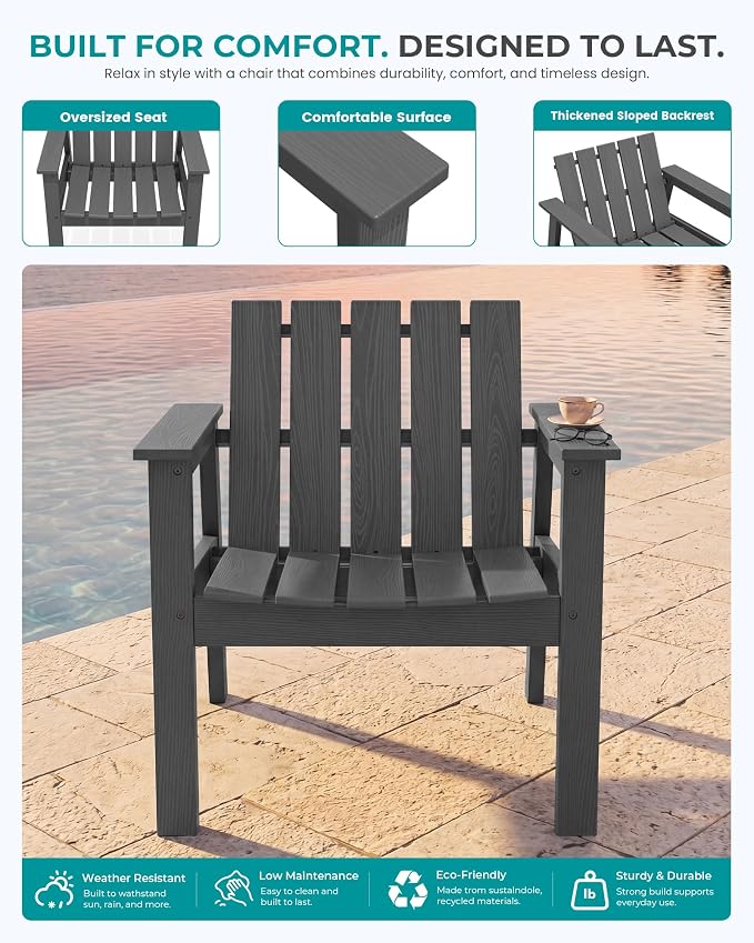 SERWALL Bistro Set, Includes Adirondack Chairs Set of 2 and 1 Piece Outdoor - Image 6