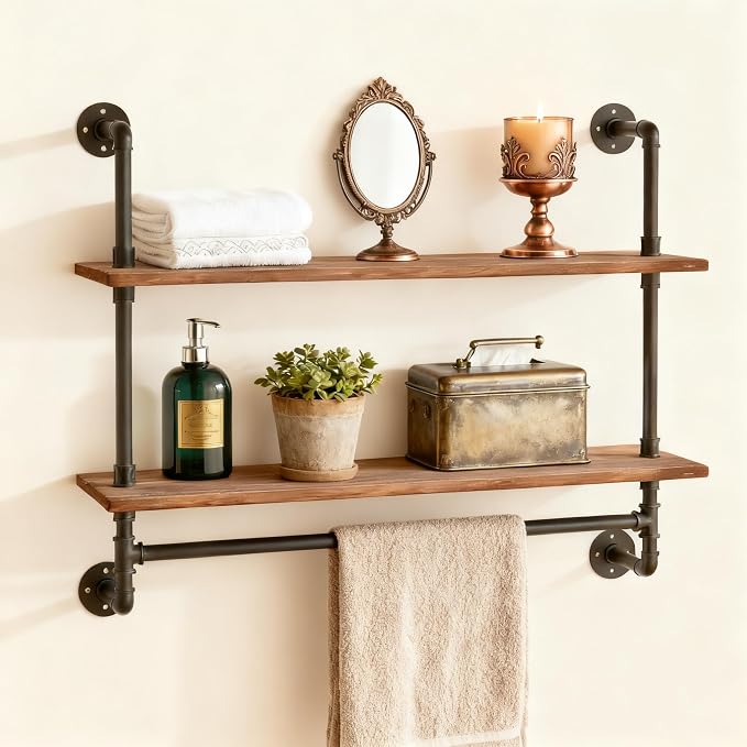 ROGMARS Industrial Pipe Shelving Bathroom Shelves by 100RealSolidWood