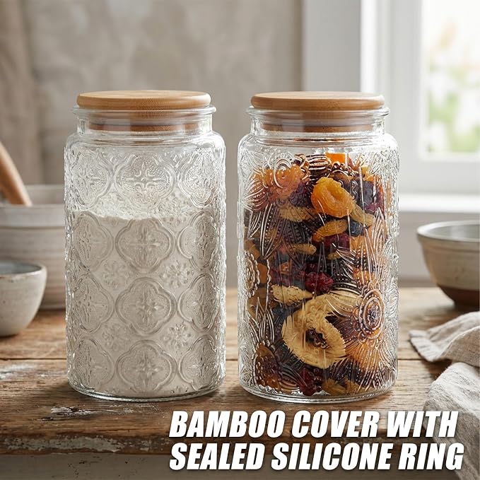 Glass Jar With Lid, 32oz Food Storage Containers Clear Mason Jars, 2 Pack | - Image 3
