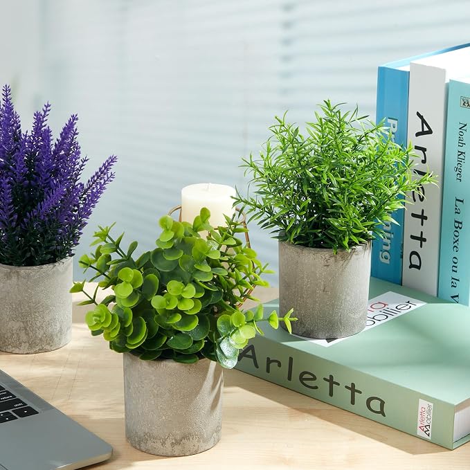 Artificial Mini Plants Set of 4, Small Faux Plants in Pots - Image 4