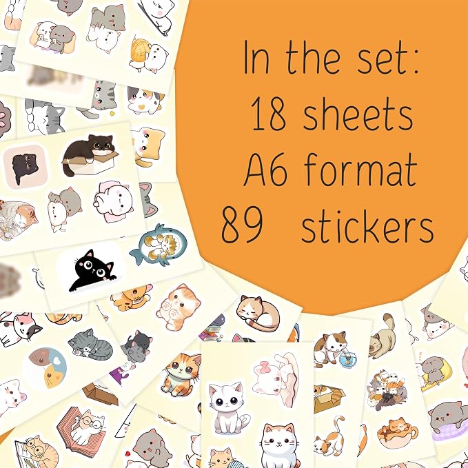 100Pcs Cute Cat Stickers Kawaii - Image 2