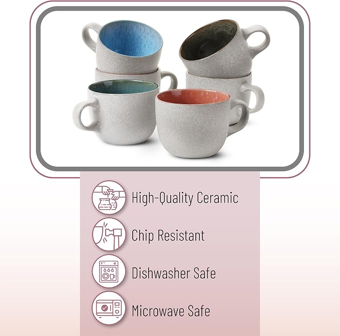 BTaT- Porcelain Coffee Mugs Set, 14 oz, 6 Pack, Ceramic Coffee Mugs, Matte - Image 5