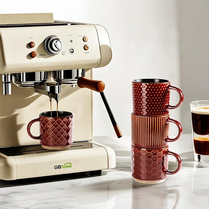 GBhome 6 OZ Stackable Coffee Mugs, Ceramic Coffee Mugs - Image 4