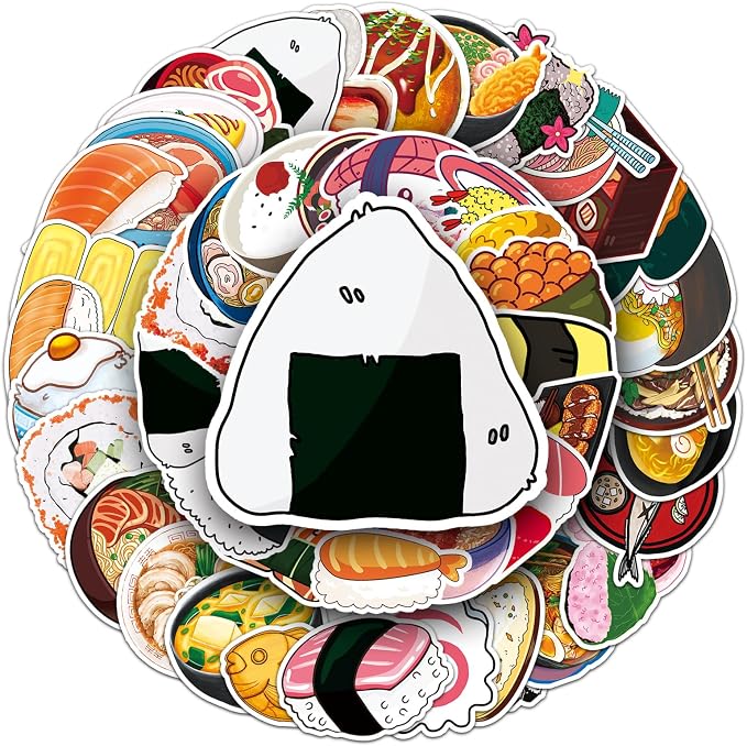 50PCS Sushi Stickers for Water Bottles Laptop, Japanese Cooking Party - Image 4