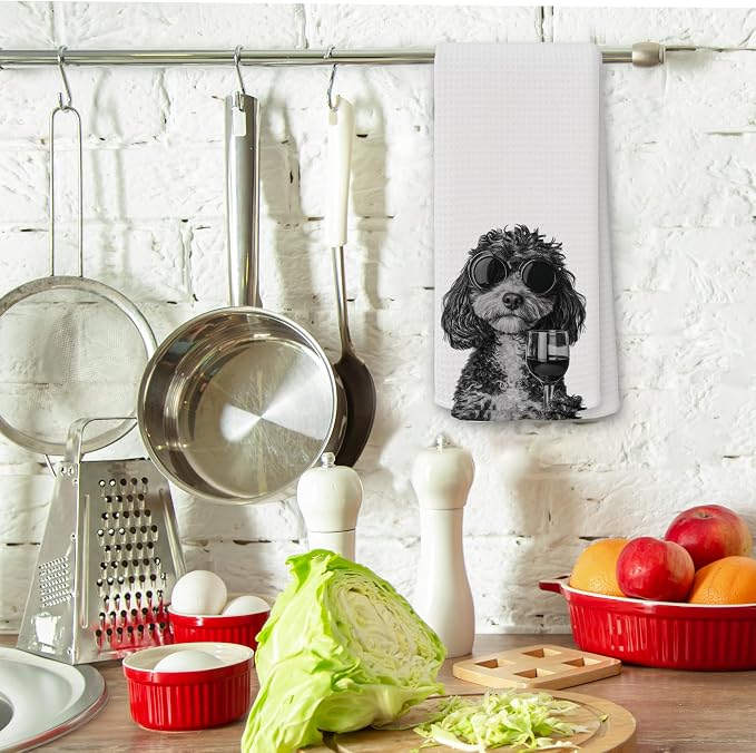 Funny Cavapoo Wine Kitchen Towels, Gifts - Image 3