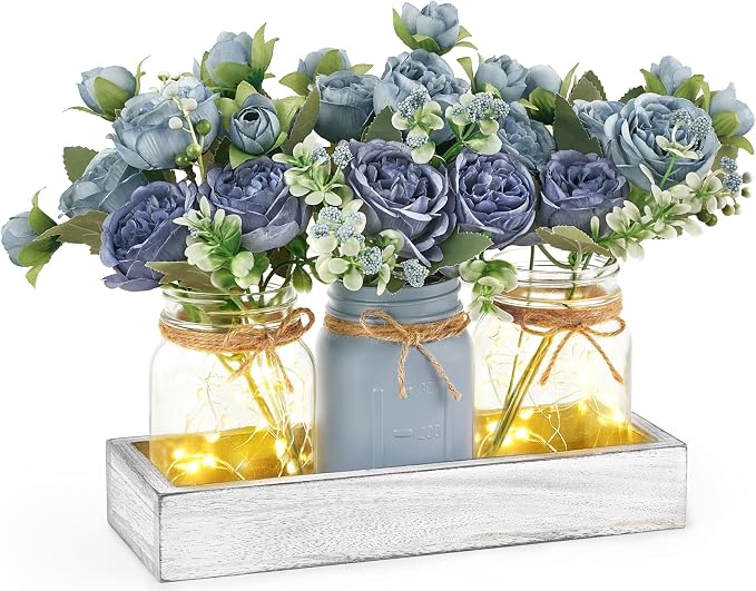 Mkono Mason Jar Lights Centerpiece Table Decor by Mkono