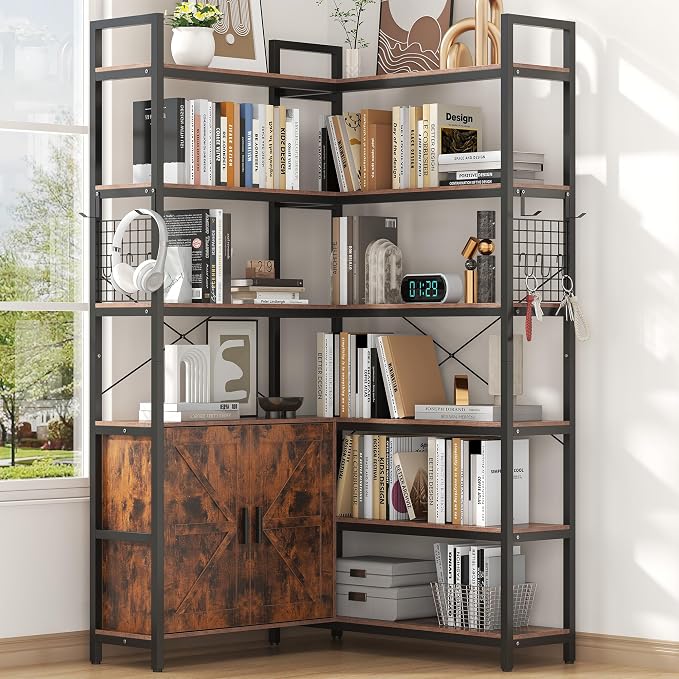 6-tire Farmhouse Corner Book Shelf - Image 2
