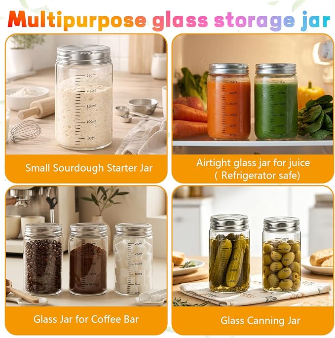 8 oz Small Glass Coffee Jars Spice Jar Round Storage Canister - Image 4