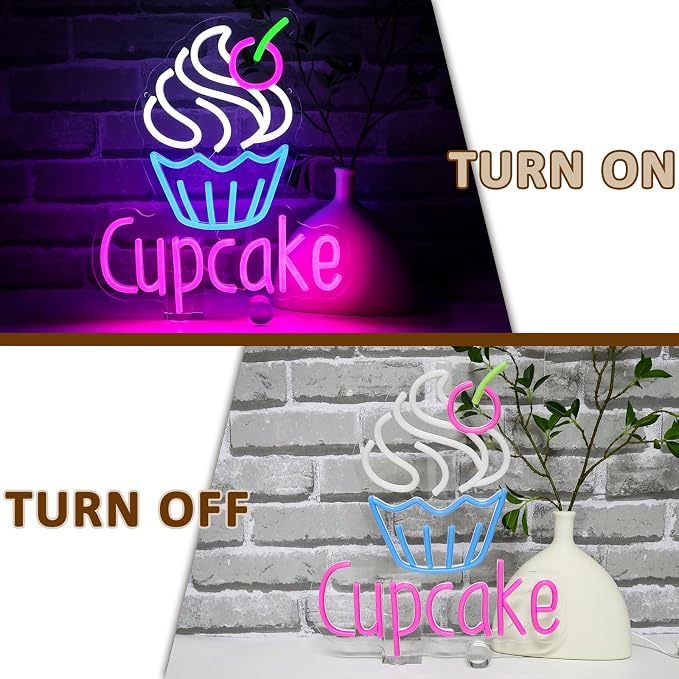 Cupcake Neon Sign for Wall Decor, 14.96''x 12.6'' Led Sign for Business - Image 5