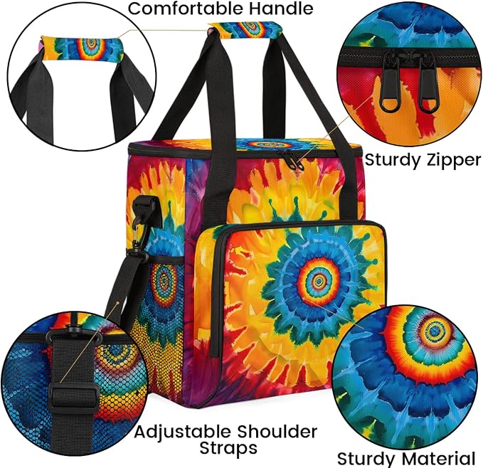 Bohemian Tie Dye Coffee Maker Carring Bag, Large Insulated Storage Organizer - Image 6