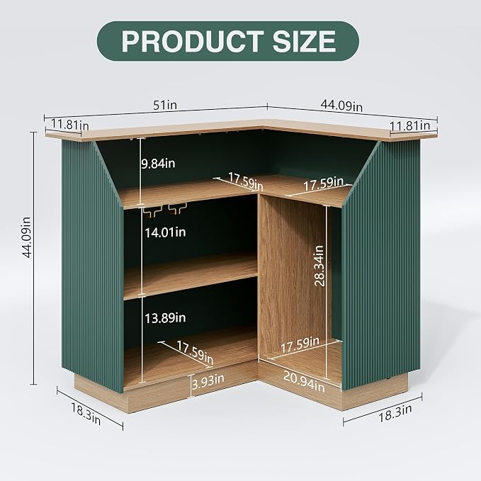 ARTPOWER L Shaped Home Bar Cabinet - Image 2