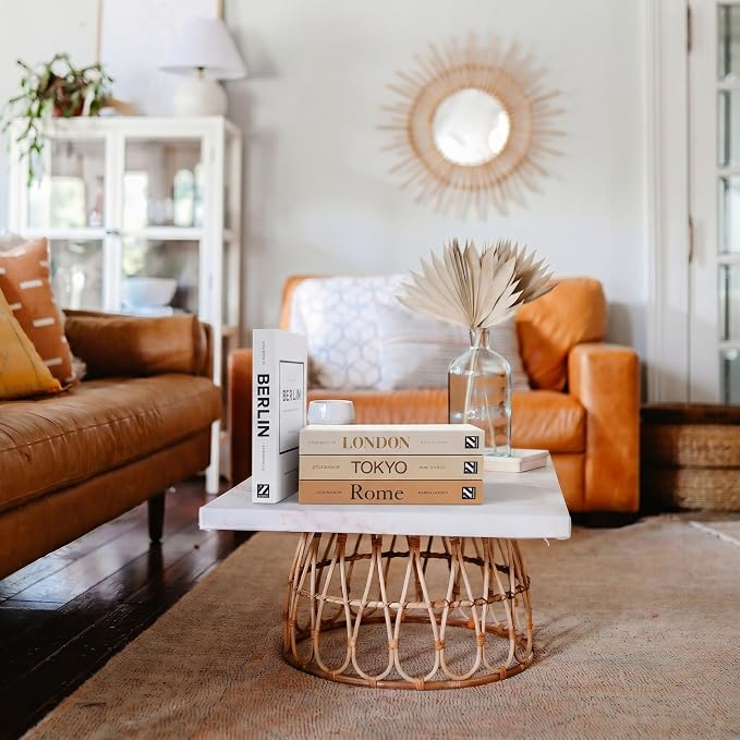 PROBENEX 4 Pcs Decorative Books | Faux Mocha Coffee Table & Shelf Decor | Warm - Image 3