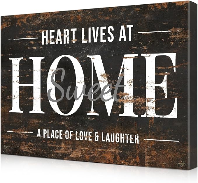 IPIC - Farmhouse Family Sign on Canvas, Rustic Family Wall Decor, Home Sweet by IPIC