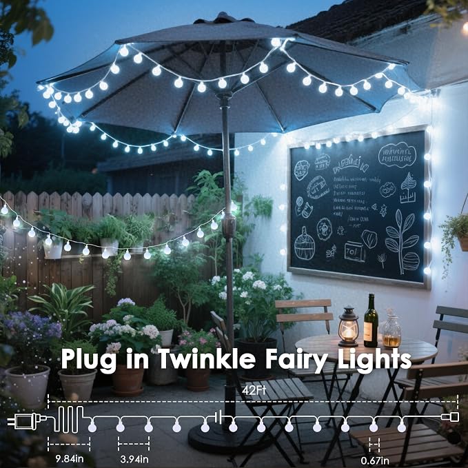 100LED Connectable Classroom String Lights Indoor Outdoor, 43ft White Globe - Image 4