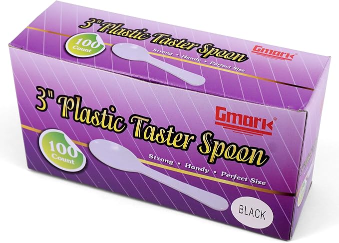 Extra Sturdy, Gmark 100pc 3-Inch Taster Plastic Mini Spoons Black Clear Best - Image 2