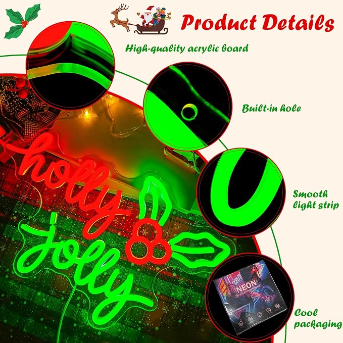 Holly Jolly Neon Sign Christmas Neon Light - Image 4