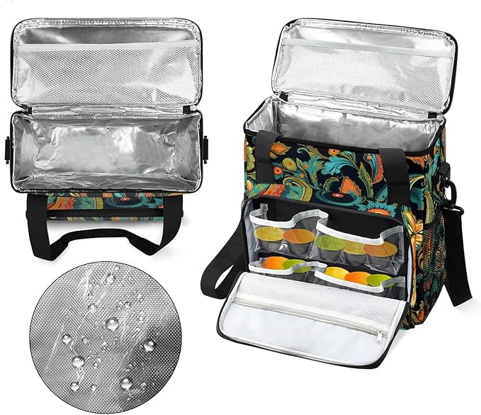 Paisley Flowers Coffee Maker Carring Bag, Large Insulated Storage Organizer - Image 3