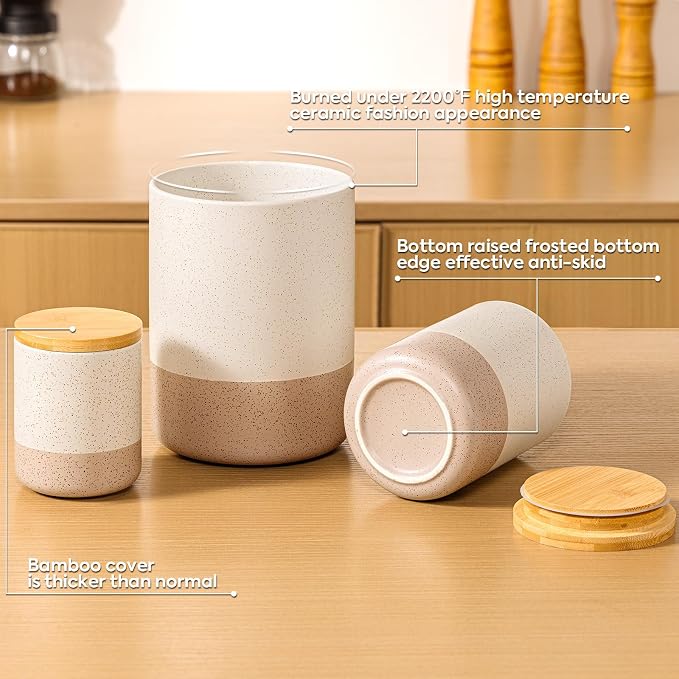 Yangbaga Canister Sets for Kitchen Counter, 80/40/20 OZ Large Ceramic Food - Image 3