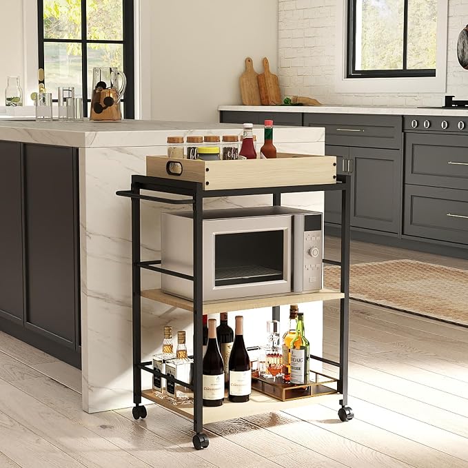 3 Tier Kitchen Cart, Rolling Bar Cart - Image 5