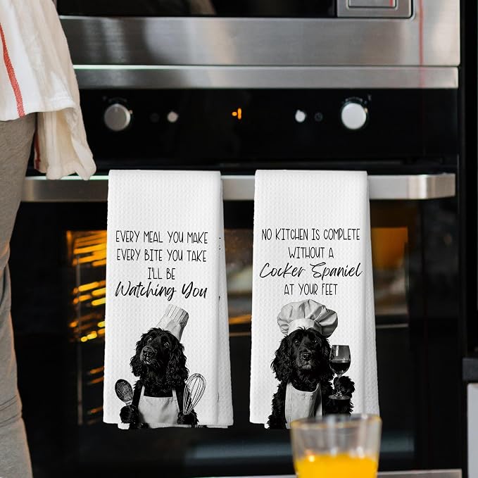 Cocker Spaniel Kitchen Towels Set of 2, Dog Kitchen Accessories, Bar Decor - Image 2