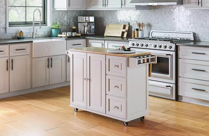 Homestyles Dolly Madison Off-White Mobile Kitchen Island Cart - Image 2