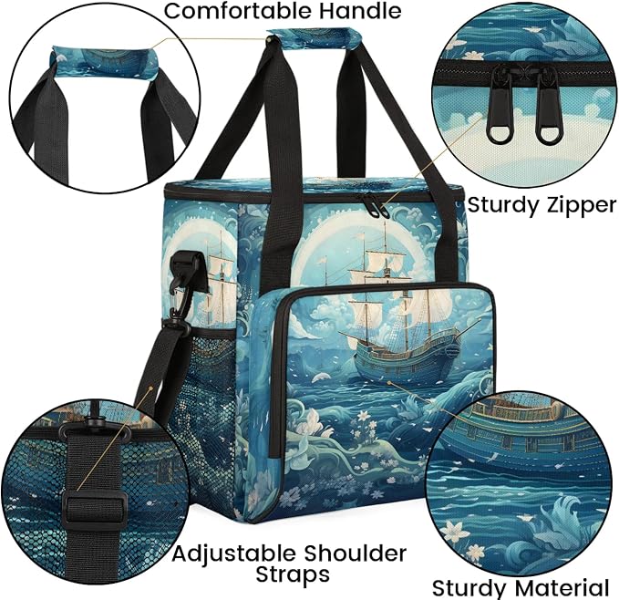 Nautical Old Ship On The Ocean Coffee Maker Carring Bag, Large Insulated - Image 6
