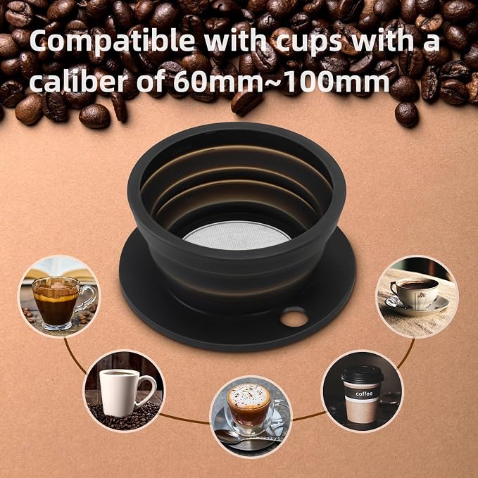 2-Packs Travel Collapsible Paperless Pour Over Coffee Dripper Kit - Image 8