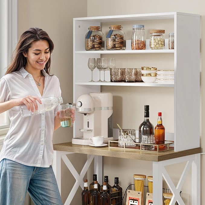 YITAHOME White Microwave Stand Bakers Rack Cabinet, Farmhouse Freestanding - Image 8