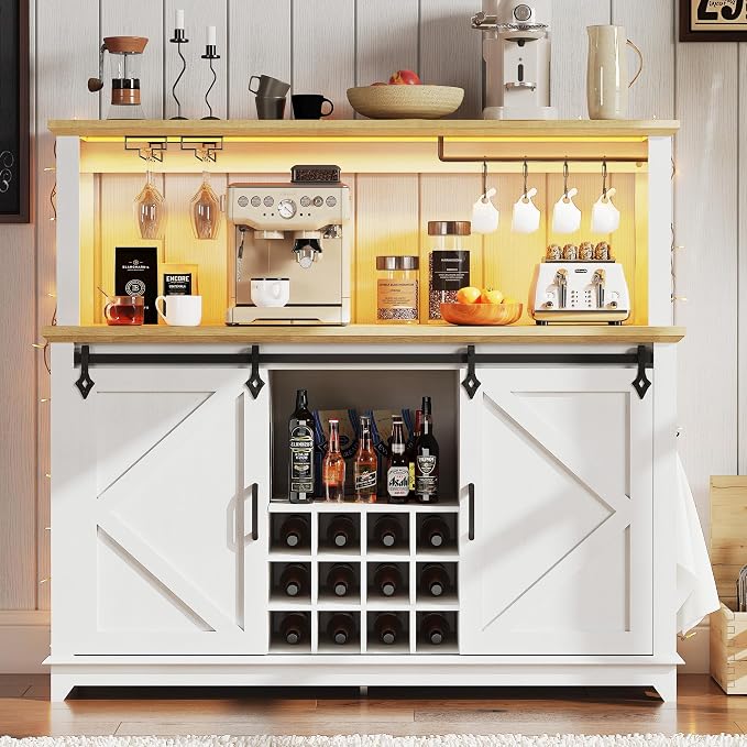 IDEALHOUSE 55" Farmhouse Coffee Bar Cabinet by IDEALHOUSE