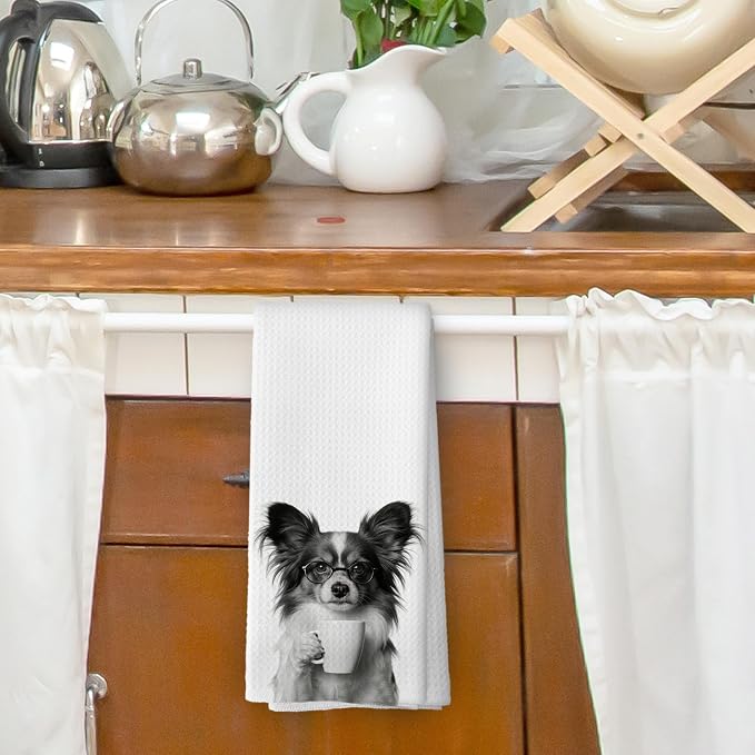 Funny Papillon Coffee Bar Kitchen Dish Towels, Papillon Gifts - Image 2