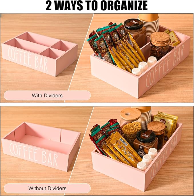 STORAGENIE Wooden Coffee Station Organizer – Removable Dividers, Storage - Image 2