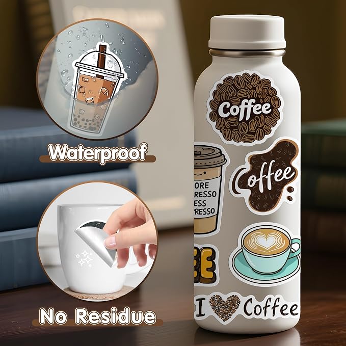 102pcs Coffee Stickers, Cute Coffee Cup Stickers - Image 4