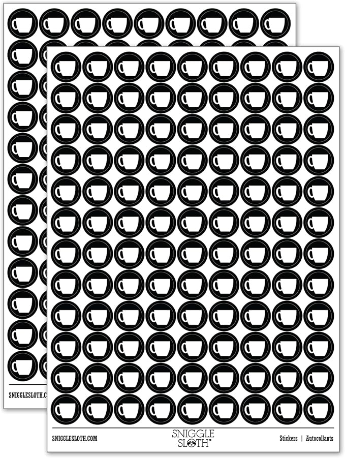 Coffee Mug Cup Solid 200+ Round Stickers by Sniggle+Sloth