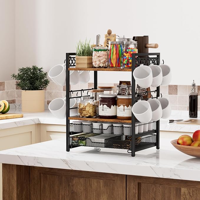 Plaviya Coffee Bar Station Organizer, 4 Tier K Cup Organizer Mug Holder - Image 7