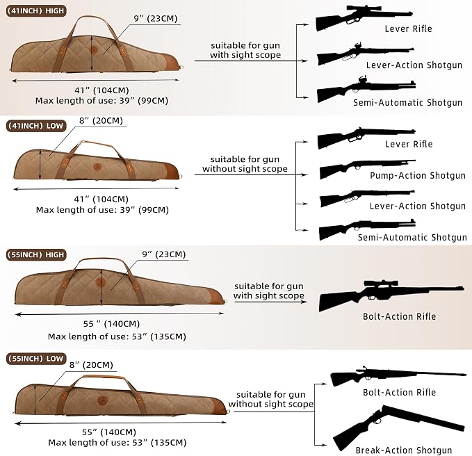 Tas Trost Scoped Rifle Soft Case 41“& 55” Long Gun Bag, Canvas Leather Shotgun - Image 3