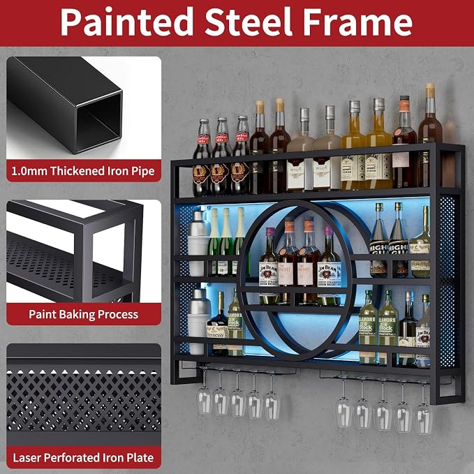 3-Tiers 47in Wine Rack Wall Mounted - Image 2