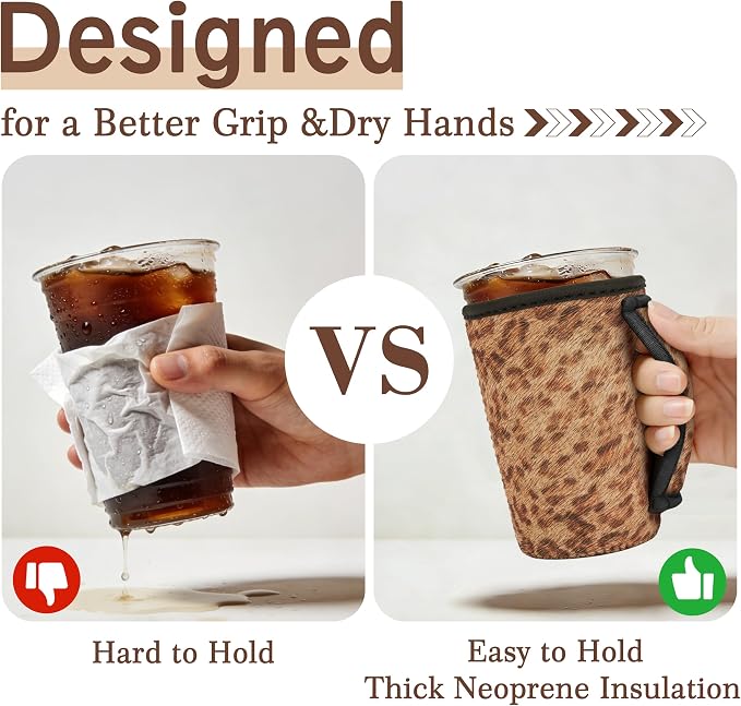 KJQJLY 3 Pack Reusable Iced Coffee Sleeves - Image 3