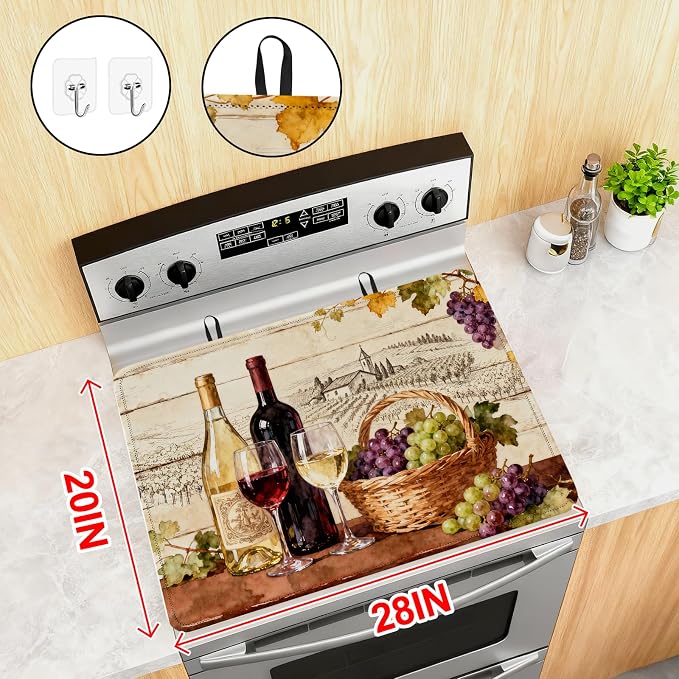 Red Wine Glasses Glass Stove Top Cover - Image 2